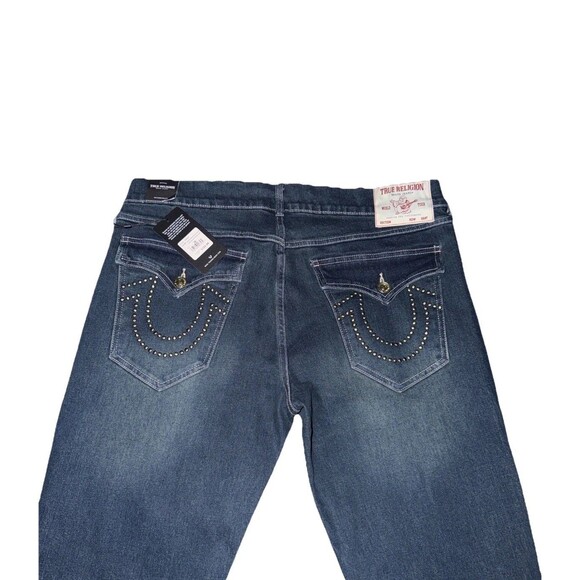 NWT $159 True Religion Men's 38 x 32 Jeans Geno Studded Horseshoe Slim Flex - Picture 2 of 5